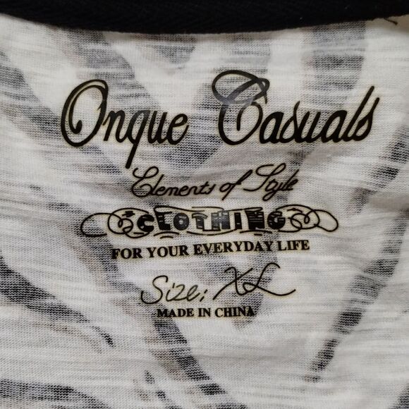 NWOT Onque Casuals Elements of Life Zebra Print T-shirt Rhinestone Studded Sz XL - Picture 6 of 7
